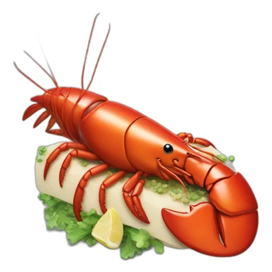 Lobster eating fish sticker