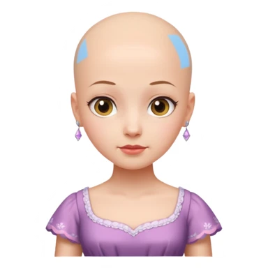 create pretty girl with bald head and pretty dress shot is waist close sticker
