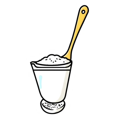 baking powder in measuring spoon with flour dust cloud sticker