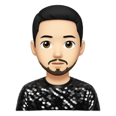 Mike Shinoda with black hair, black sequin shirt sticker