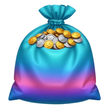 Many Coins pack in bag
in gradient of turquoise, blue, pink, purple, and coral
 sticker