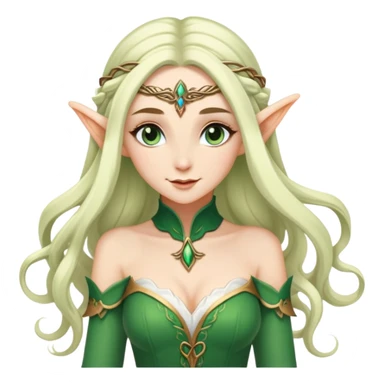 beautiful female elf with flowing hair, elegant features, graceful pose sticker