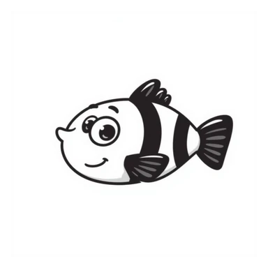 A hand-drawn cute clown fish with stripes sticker