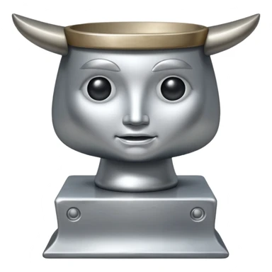 Silver anvil with face sticker