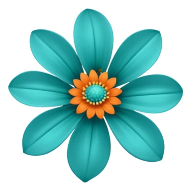 flower with teal petals and orange center sticker