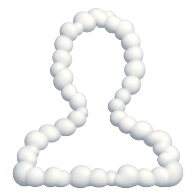 outline of a person from shoulders up, fully composed of 3D emoji clouds, only the outer contour visible, clouds are volumetric, white, soft, style 3D emoji, front view, realistic lighting and shadows sticker