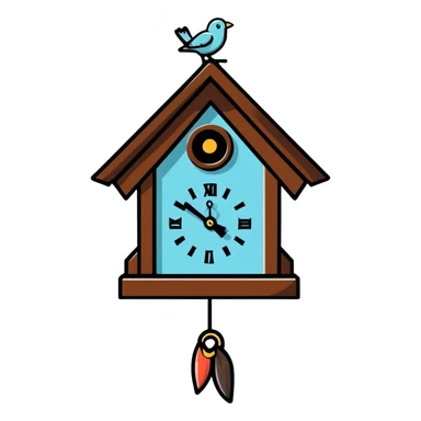 cuckoo clock with bird popping out sticker