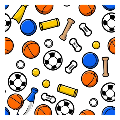 Multiple sports balls and equipment exploding outward in a boom sticker