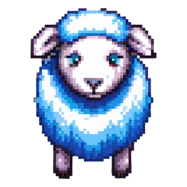 Minecraft sheep with authentic blocky style and proportions, pixel art sticker