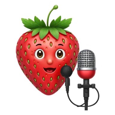 A strawberry holding mic sticker