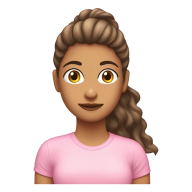 chica de piel blanca  pelo marron claro ondulado con camiseta rosa sticker