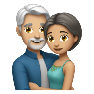 Blue eyes gray hair white man hugs Mexican girl  sticker