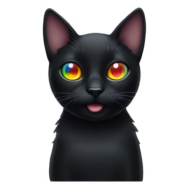 Black cat with rainbow eyes  sticker