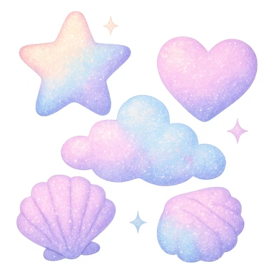 sparkly pastel random  object,  remove background sticker