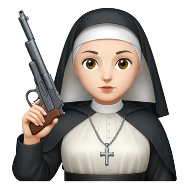 stylish nun holding a gun sticker