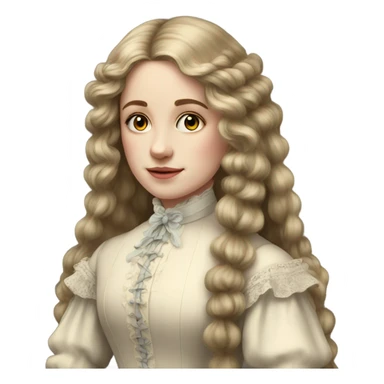 Young lady on victorian era with long hair sticker