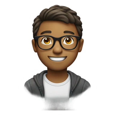 Boy with glasses doing a sideways smile sticker