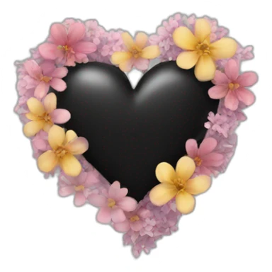 black heart with flowers sticker