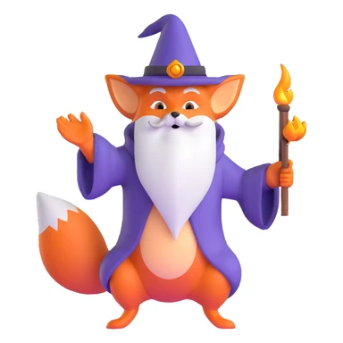 fox wizard casting a spell sticker