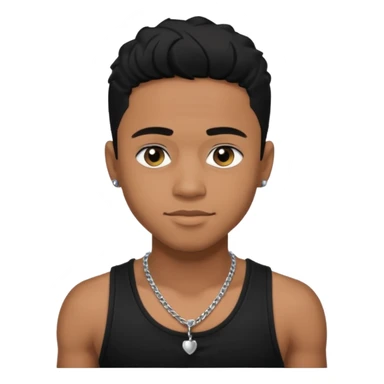 Lil Fizz medium dark skin, black hair, black tank top with necklace sticker