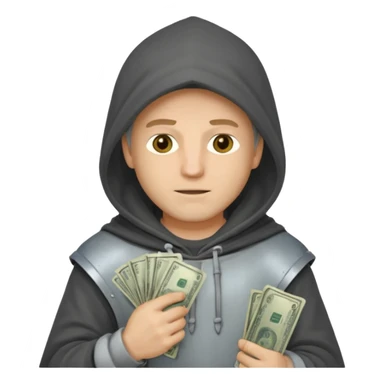 Knight hoodied holding money sticker