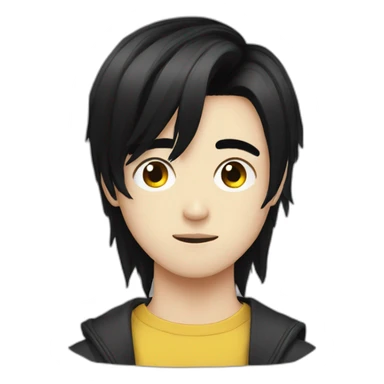 a brazilian-korean emo young man with black hair, kinda of weird sticker