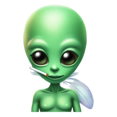 alien smoking medical marjuana with fairy wings and sparkles hearts and butterflies  sticker