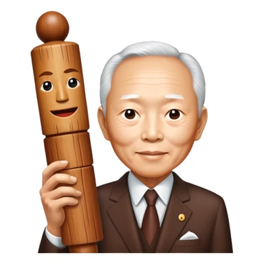 lee kuan yew holding a phallic totem sticker