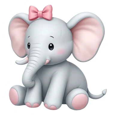 jellycat plush white Elephant with a bow on its head sticker