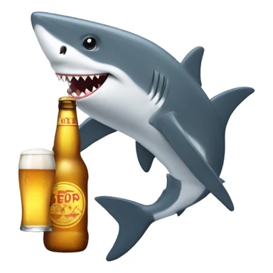Shark holds a beer sticker
