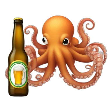 octopus with a bottle of beer sticker