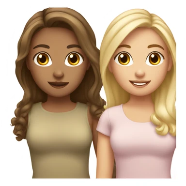 Sisters one brunette and blonde Caucasian  sticker