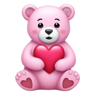 pink bear holding heart  sticker