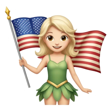 Fairy waving American Flag sticker