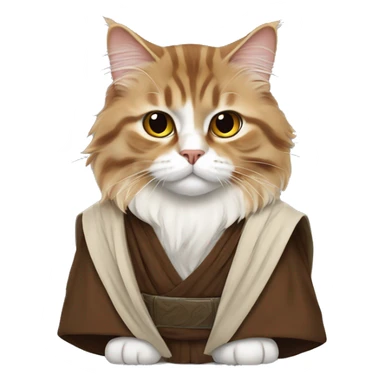 Brown Siberian cat dressed as obi wan kenobi sticker