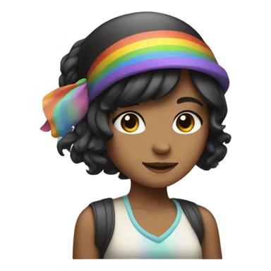 blak hiar girl with rainbow hat sticker