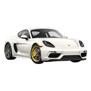Matte White colored exterior 2024 Porsche 718 Cayman GTS 4.0 with yellow ceramic brake calipers and dark silver anthracite rims sticker
