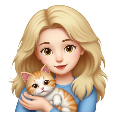 Girl playing with her cat sticker