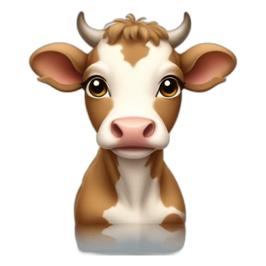 Light brown haïr baby cow sticker