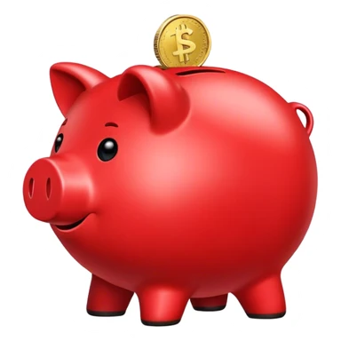 smiling red piggybank. 'KR' on the coin. sticker