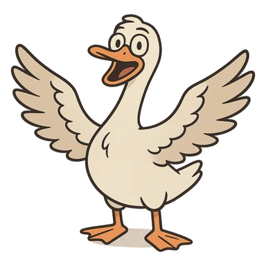 goose with open wings, cartoon style, transparent background sticker