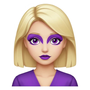A blonde girl wearing a purple makeup sticker