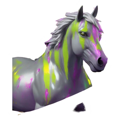.Zombie_ Vaporwave black holographic oilslick zombie unicorn yellow caution tape sticker