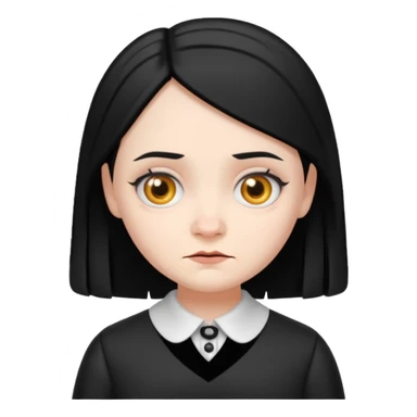 An emoji of Wednesday Addams sticker