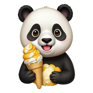 Panda eating mango icecream sticker