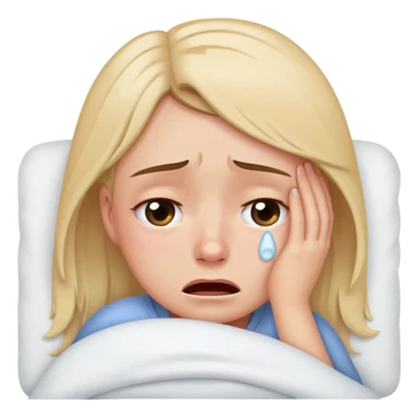girl crying in bed sticker