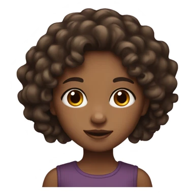 girl with dark brown curly hair and brown skin sticker