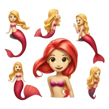 Pretty mermaid with red tail and blonde ponytail  sticker