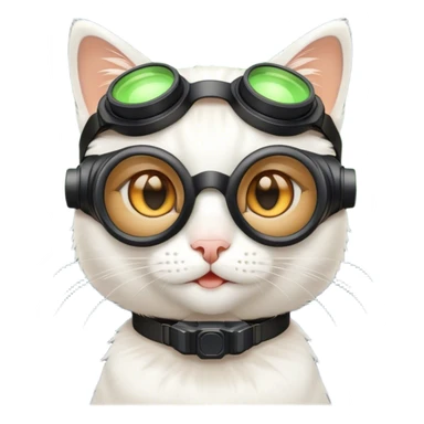 white smile kitty with nigthvision googles sticker
