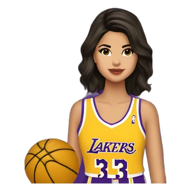 selena gomez with yellow lakers jersey sticker